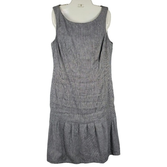 Carlisle New York Sheath Sleeveless Linen Blend Pleated Hem Midi Dress Size 8 - Picture 1 of 13